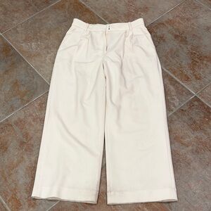 Abercrombie & Fitch Cream Wide-Leg Trousers